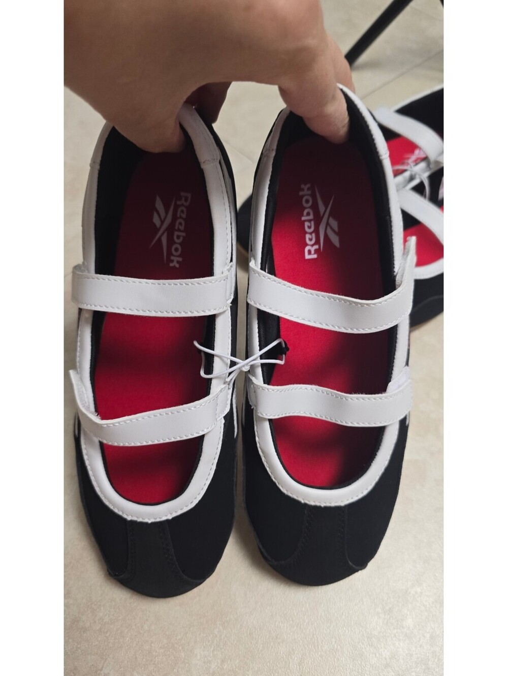 Reebok Women’s Mary Jane Ballet Sneakers – Black/White/Red – NEW - Picture 5 of 9